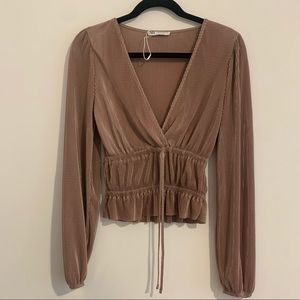 Zara Long Sleeve Silky Date Top; New without tag